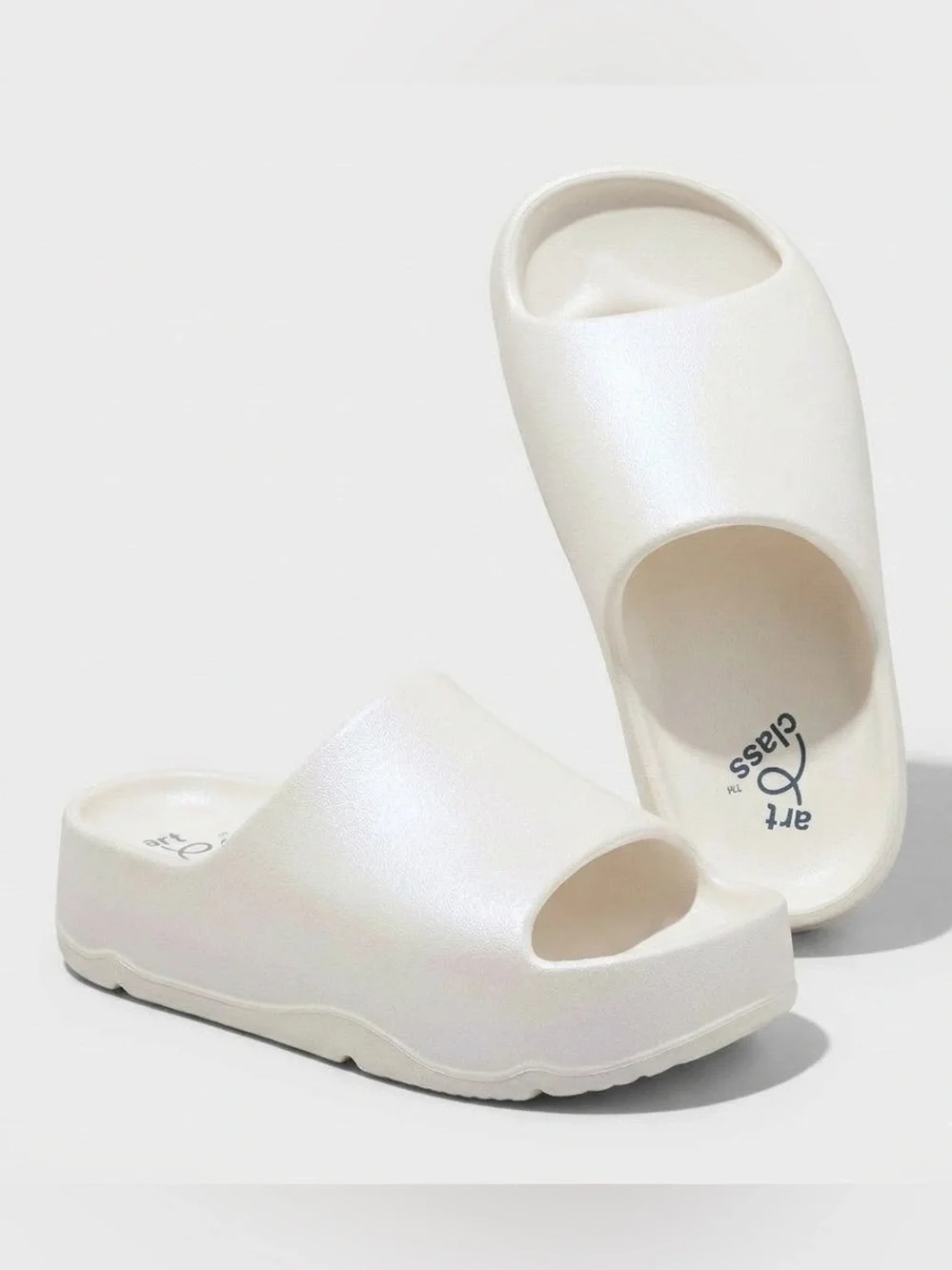 Art Class Girl's White Eddie Platform Slide Sandal Size 2